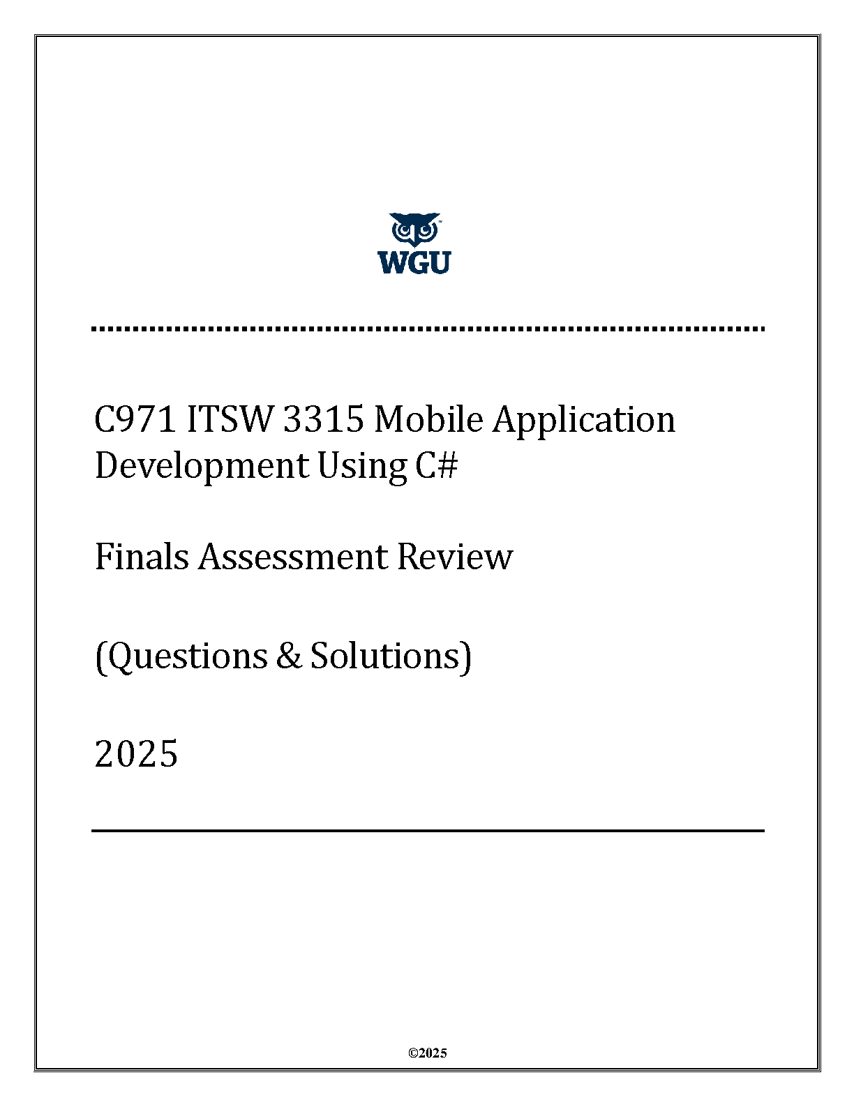 WGU C971 Mobile App Dev C# Final Exam Test Bank IMG-1