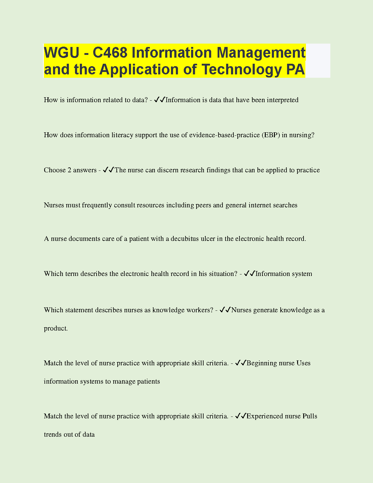 WGU C468 Info Tech Exam Prep Guide 2025