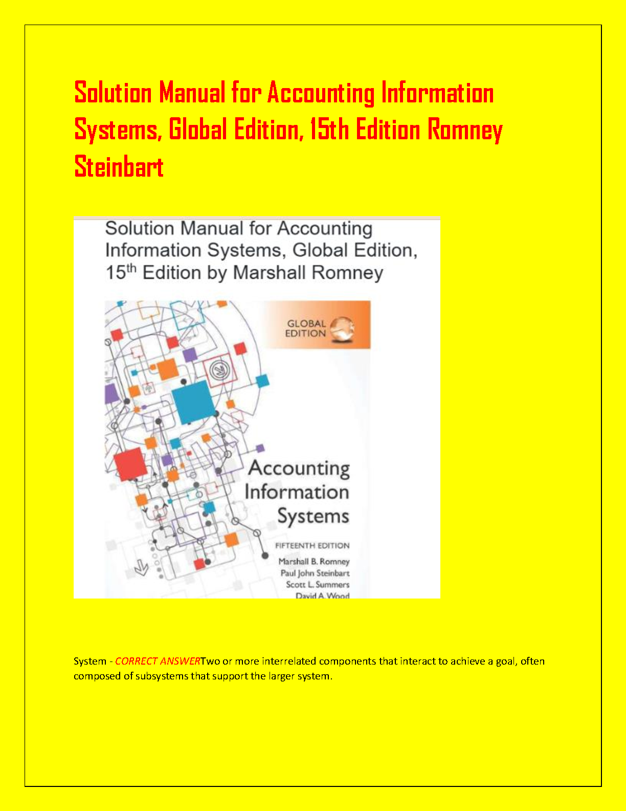 Accounting Information Systems, 15th Global Edition
