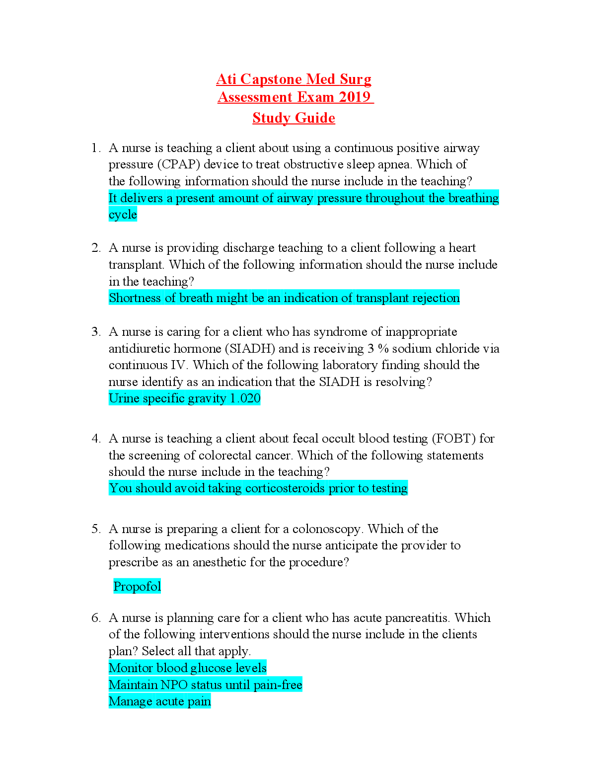 ATI Capstone Med Surg Study Guide NCLEX Prep 2026-27