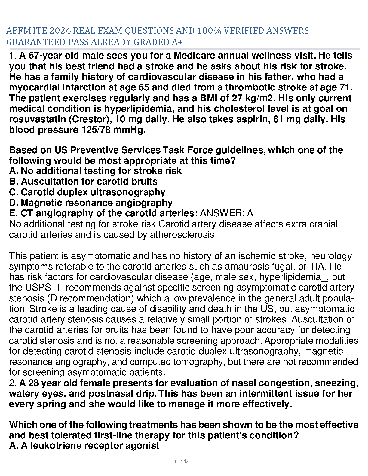 ABFM ITE 2026/27 Real Exam Q&A | Guaranteed Pass