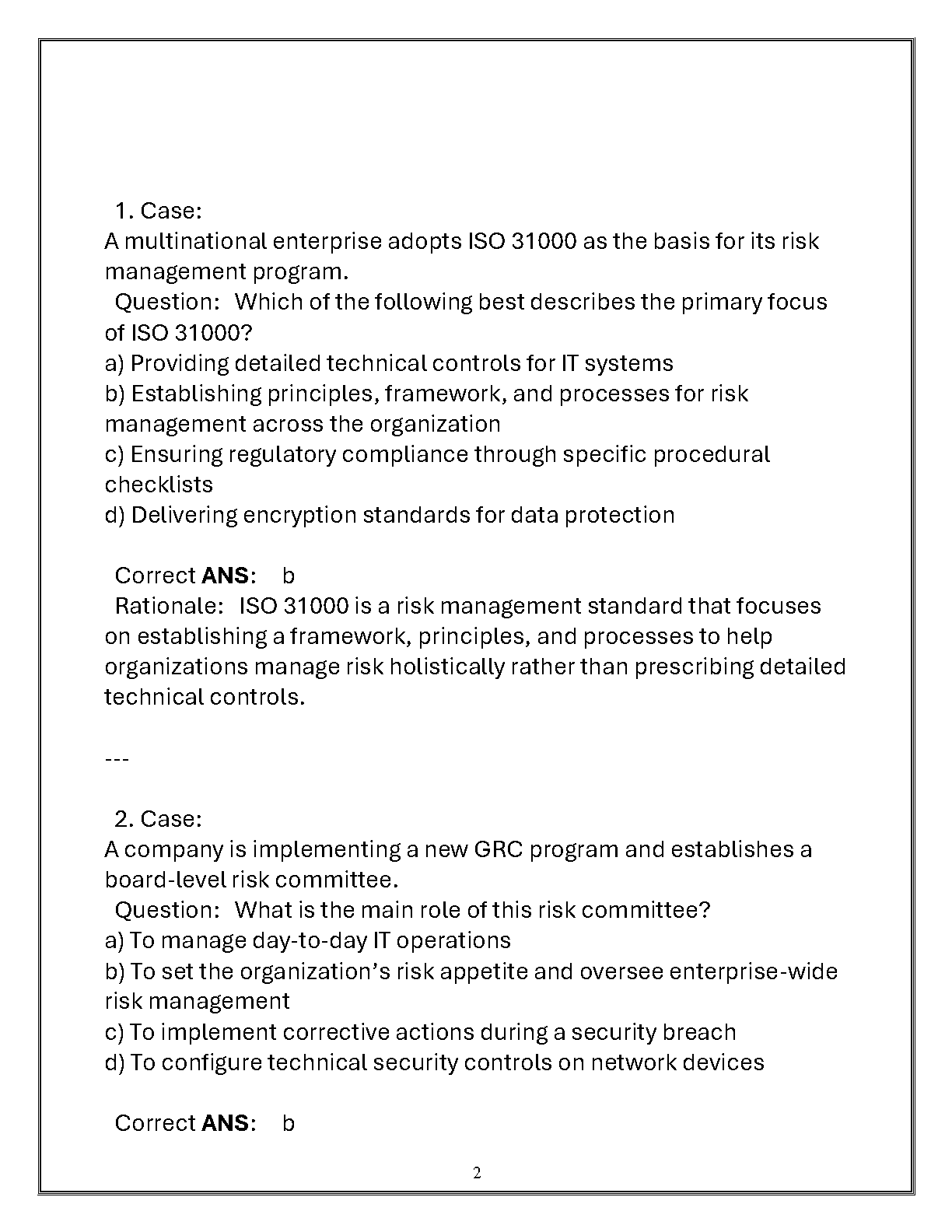 ITAS 5225 Governance Risk Compliance Exam Questions