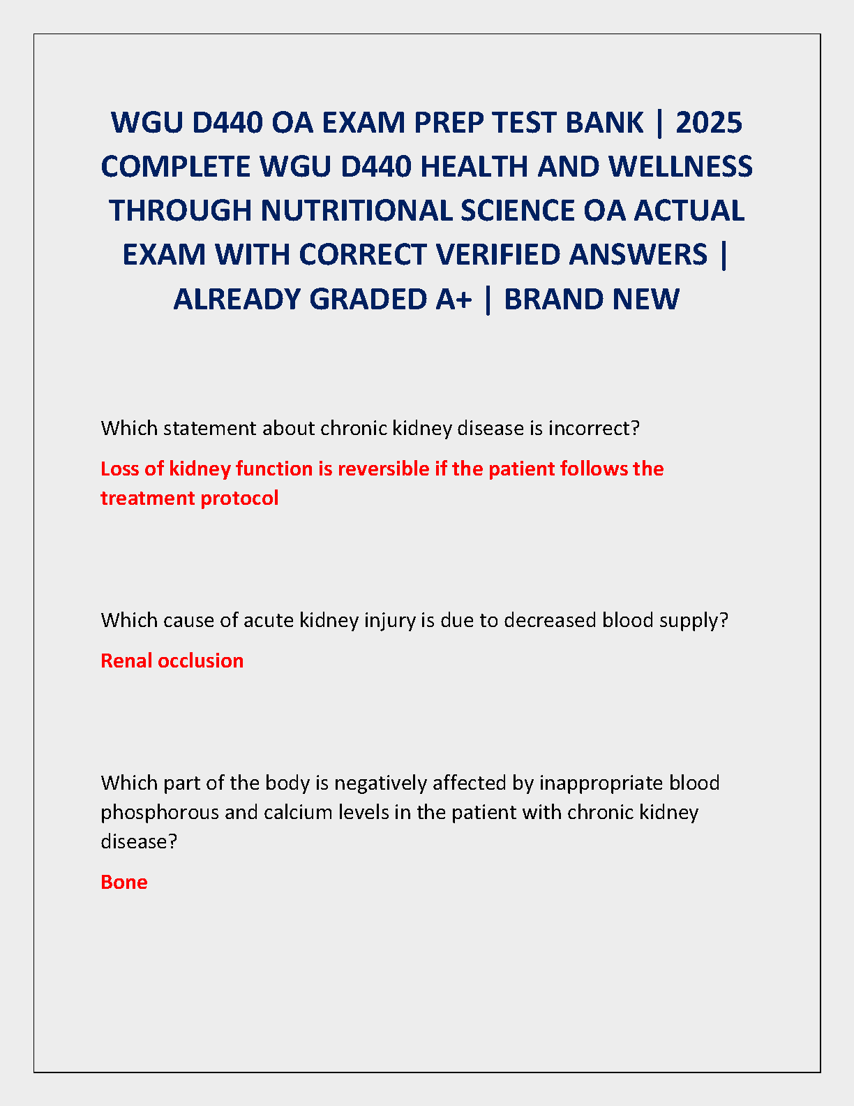 WGU D440 Nutrition Science Exam Prep Test Bank 2025