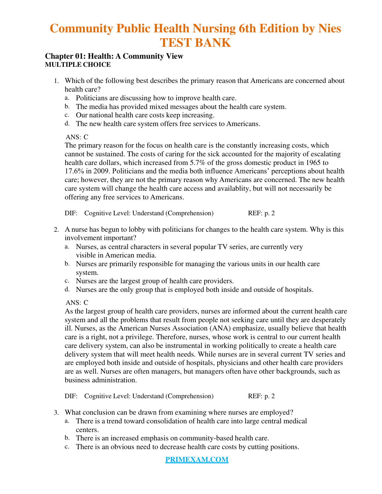 Community and Public Health Nursing 6th Edition TEST BANK IMG-1