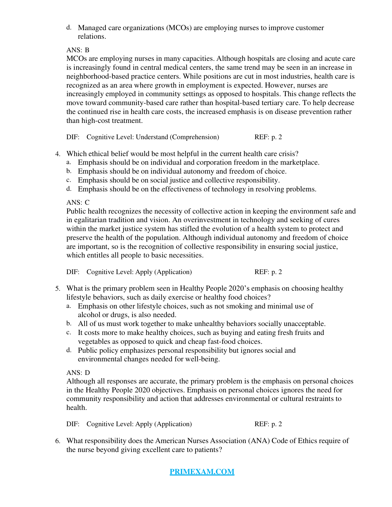 Community and Public Health Nursing 6th Edition TEST BANK