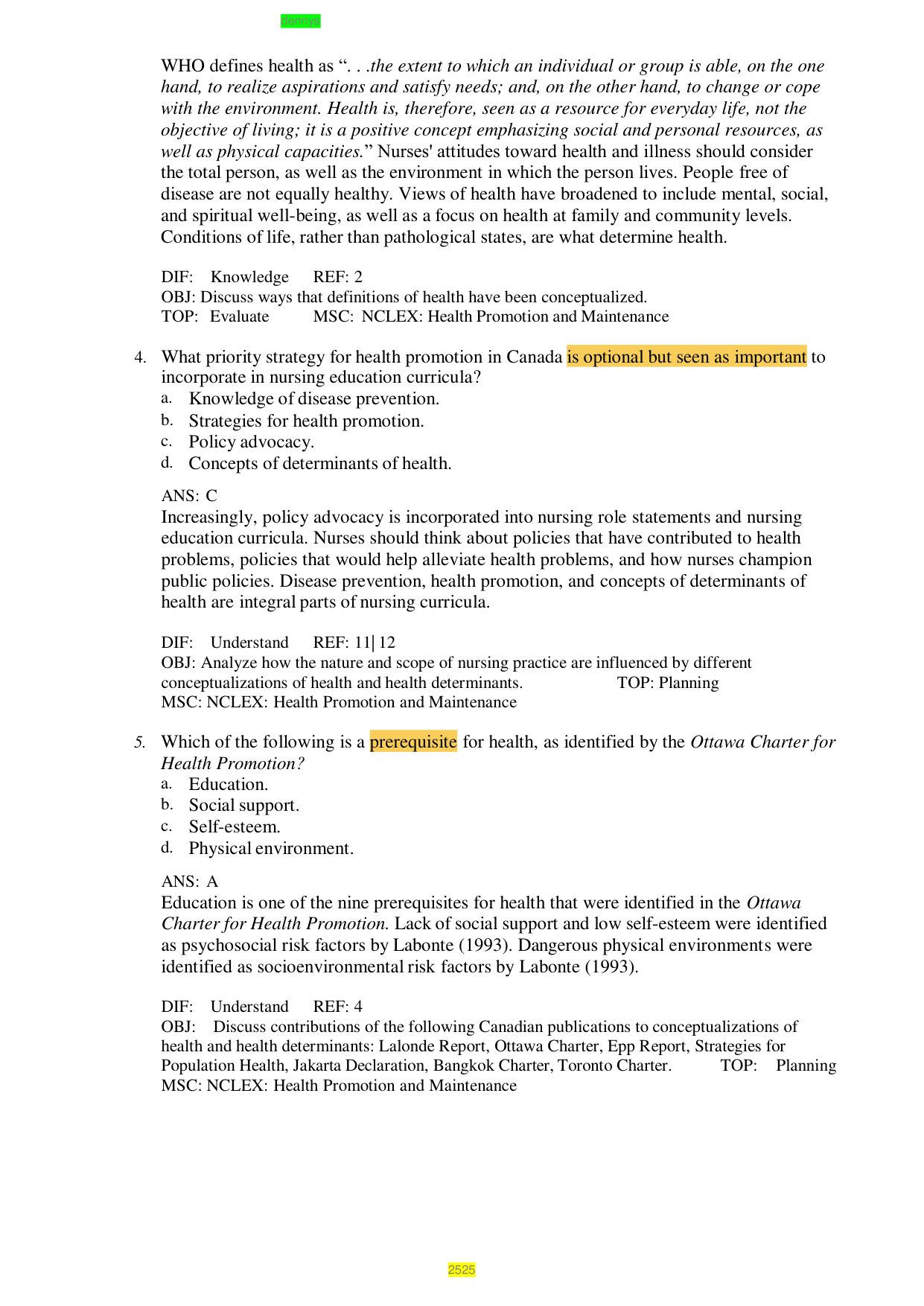 Canadian Fundamentals of Nursing 6th Edition TEST BANK