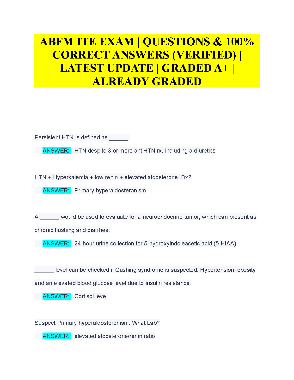 ABFM ITE Test Bank 2026/27 | Verified Q&A for A+ IMG-1