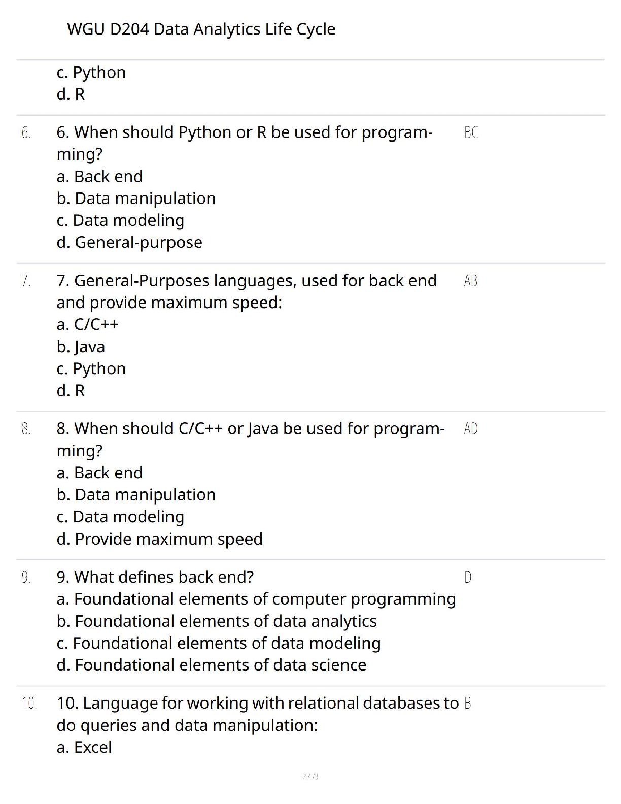 WGU D204 Data Analytics Life Cycle Exam Qs & As 2025/2026