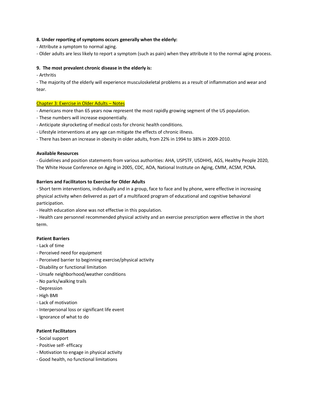 NR 601 Midterm Study Guide: Gerontological Nursing Key Concepts