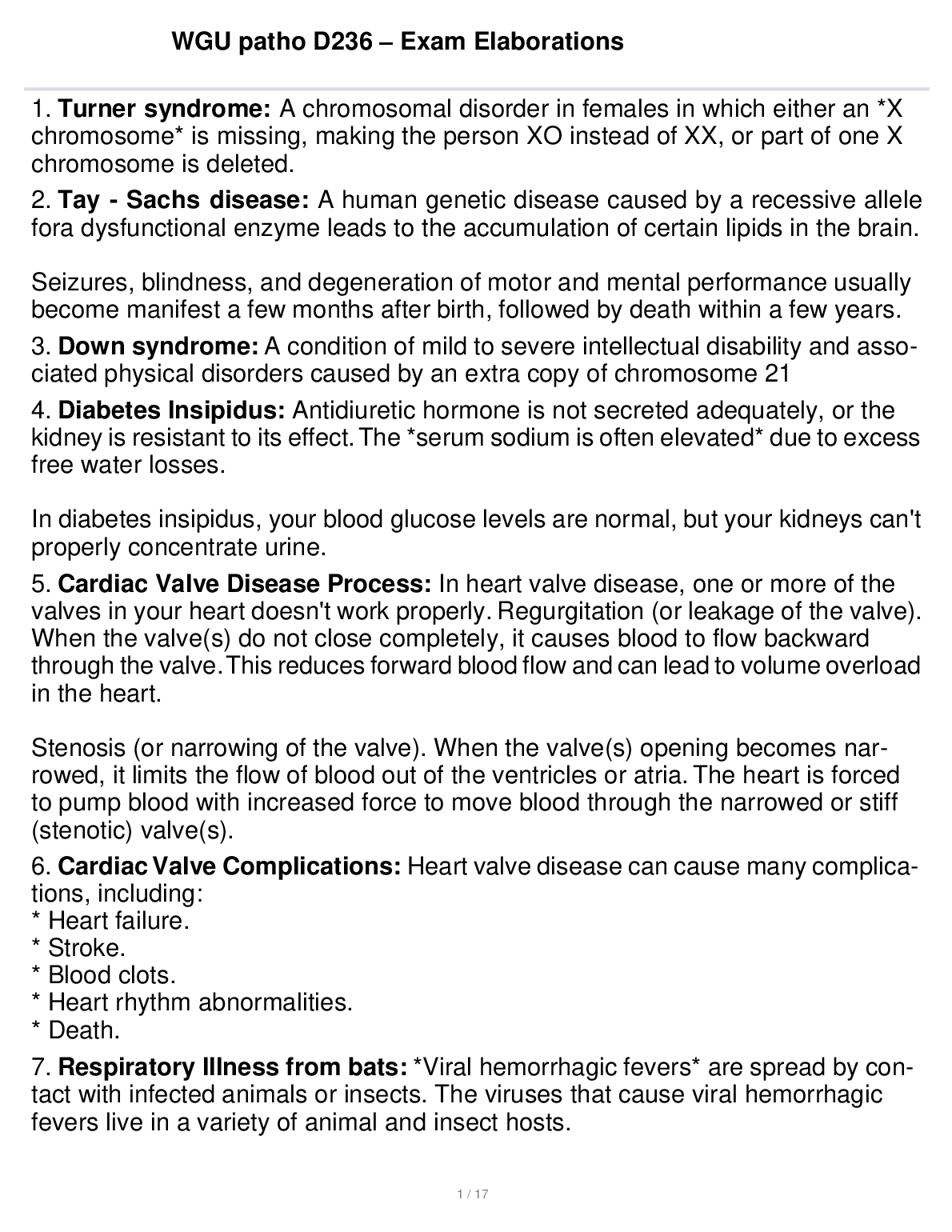 WGU D236 Pathology Exam Elaborations Study Guide
