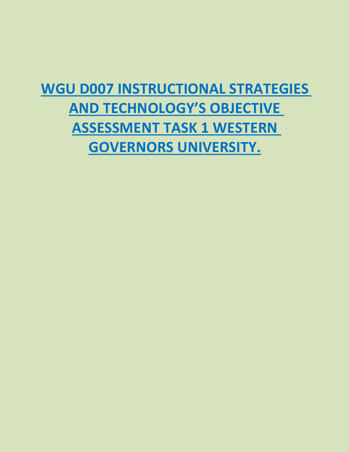 WGU D007 Instructional Strategies Study Guide 2024/2025