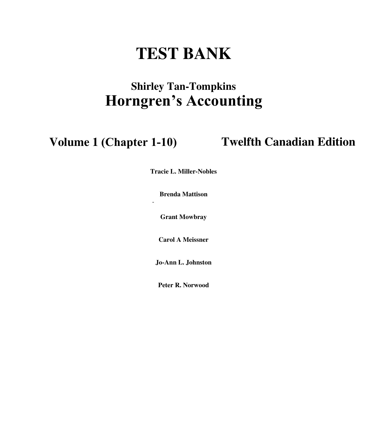 Horngren's Accounting 12th Edition TEST BANK