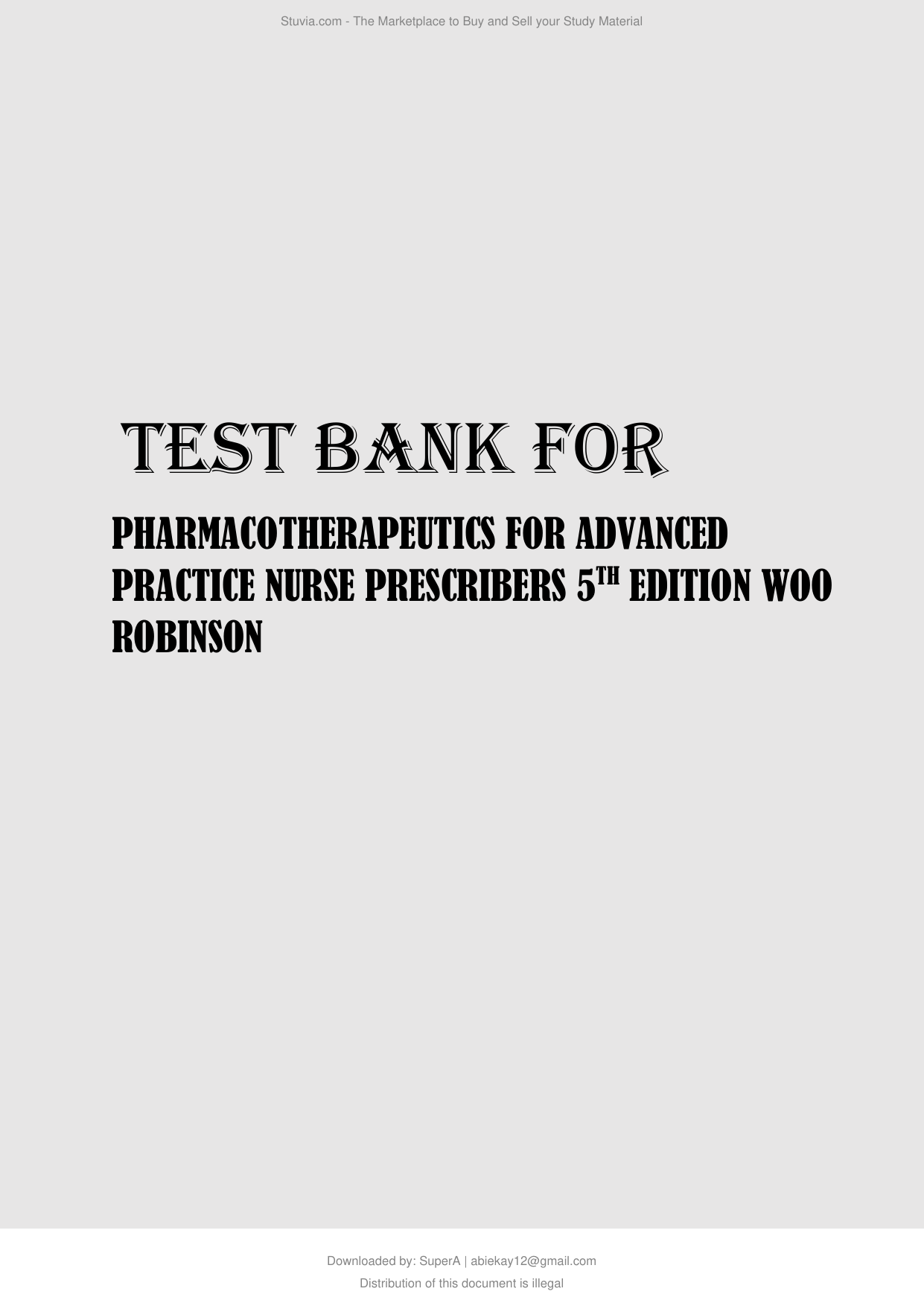 Pharmacotherapeutics For Advanced Practice Nurse Prescribers