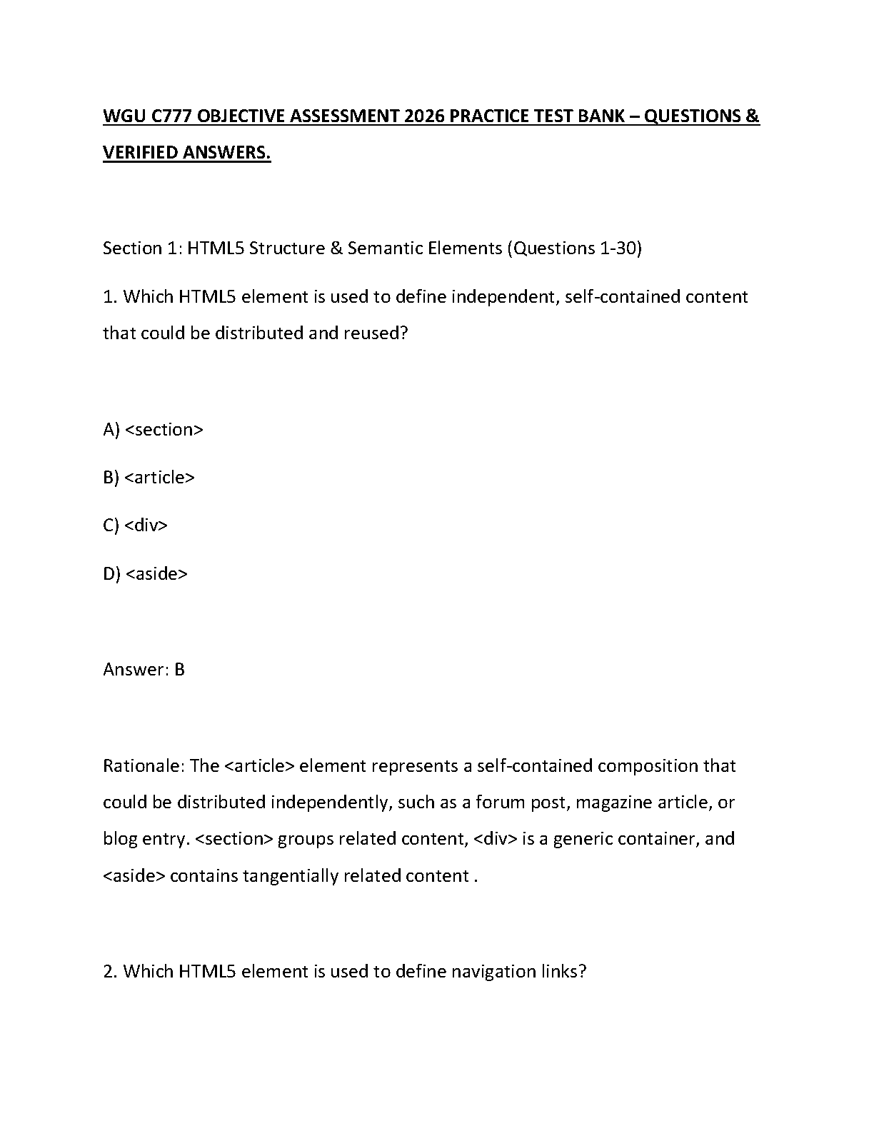 WGU C777 Practice Test Bank With Verified Answers 2026 IMG-1