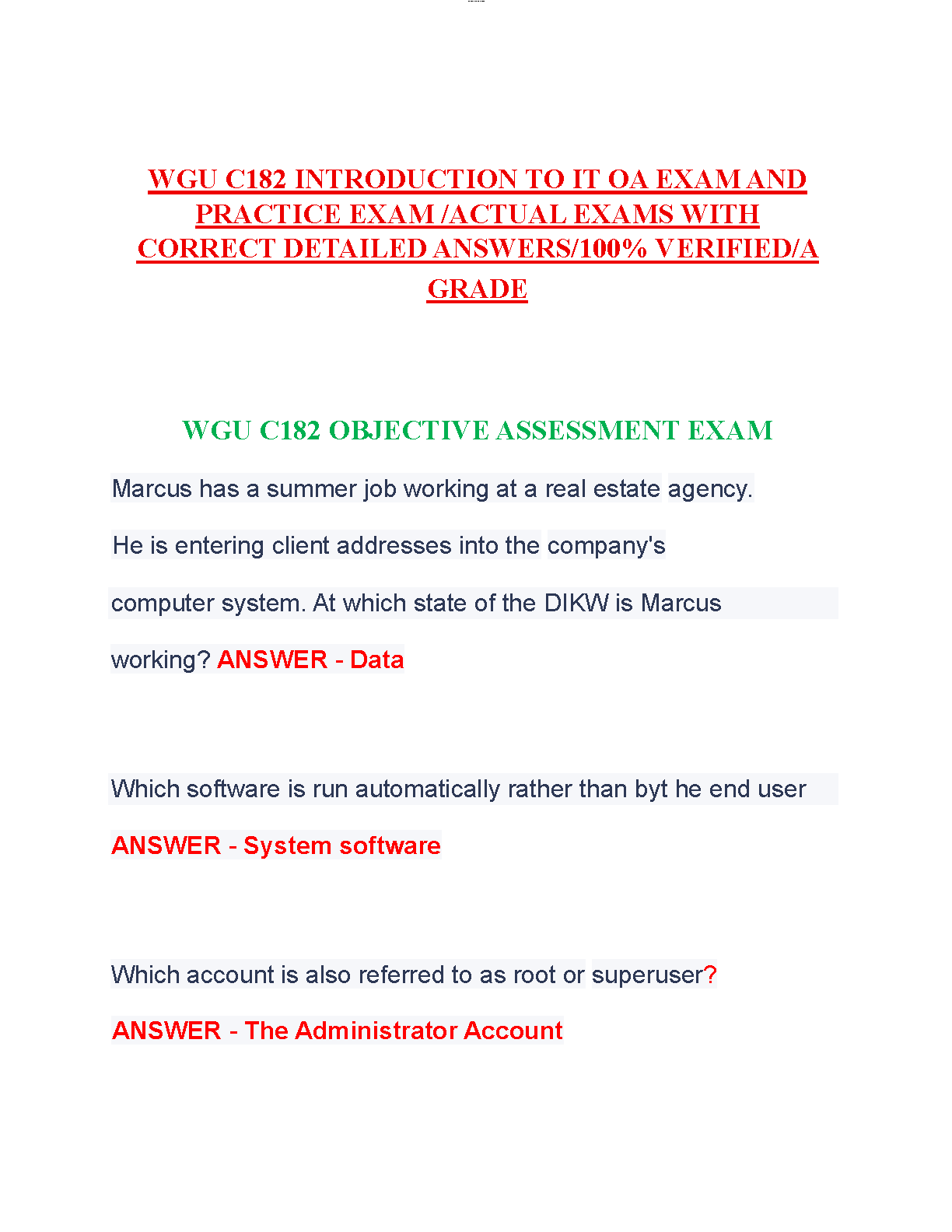 WGU C182 Intro to IT OA Test Bank 2025 Questions IMG-1