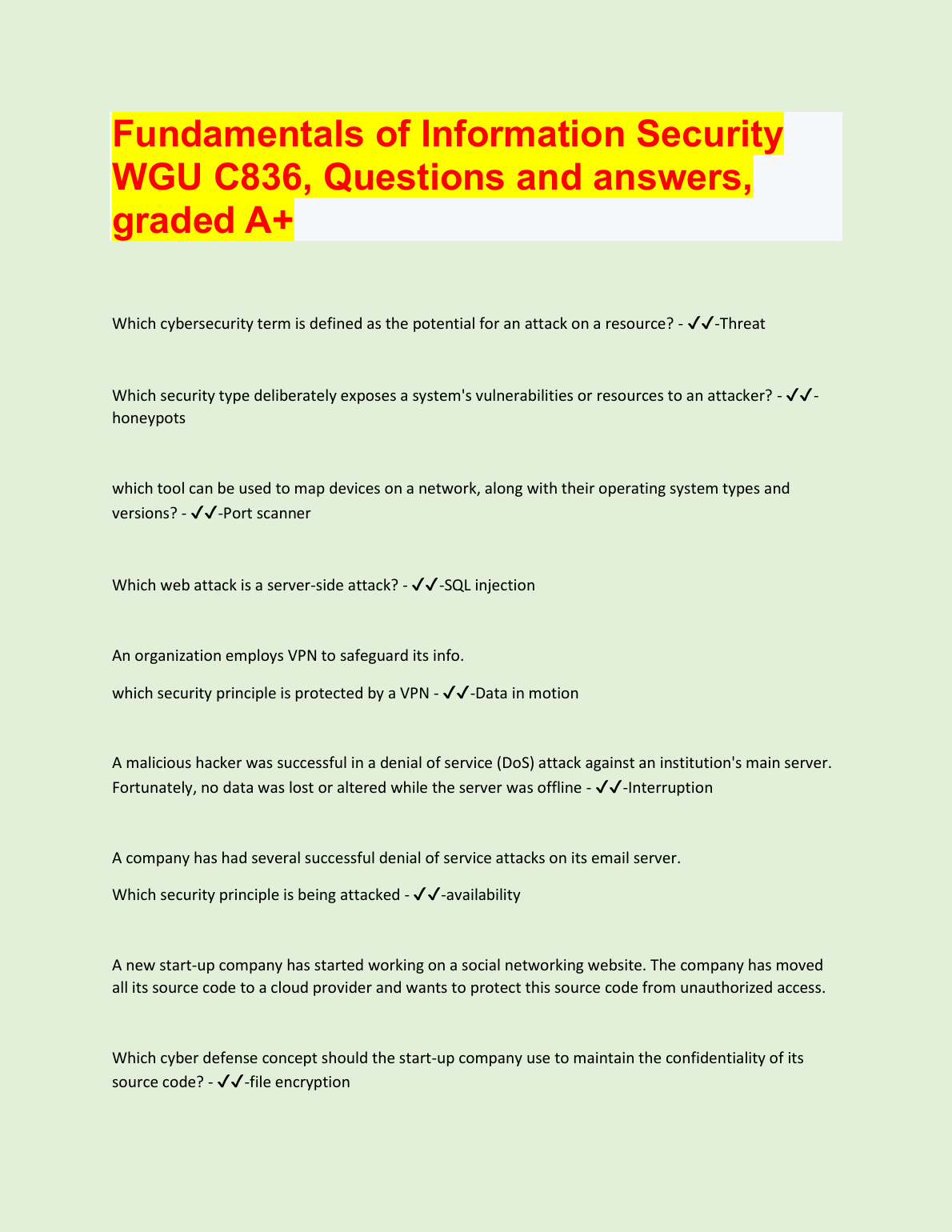 WGU C836 Info Security Q&A Study Guide 2024/2025 IMG-1