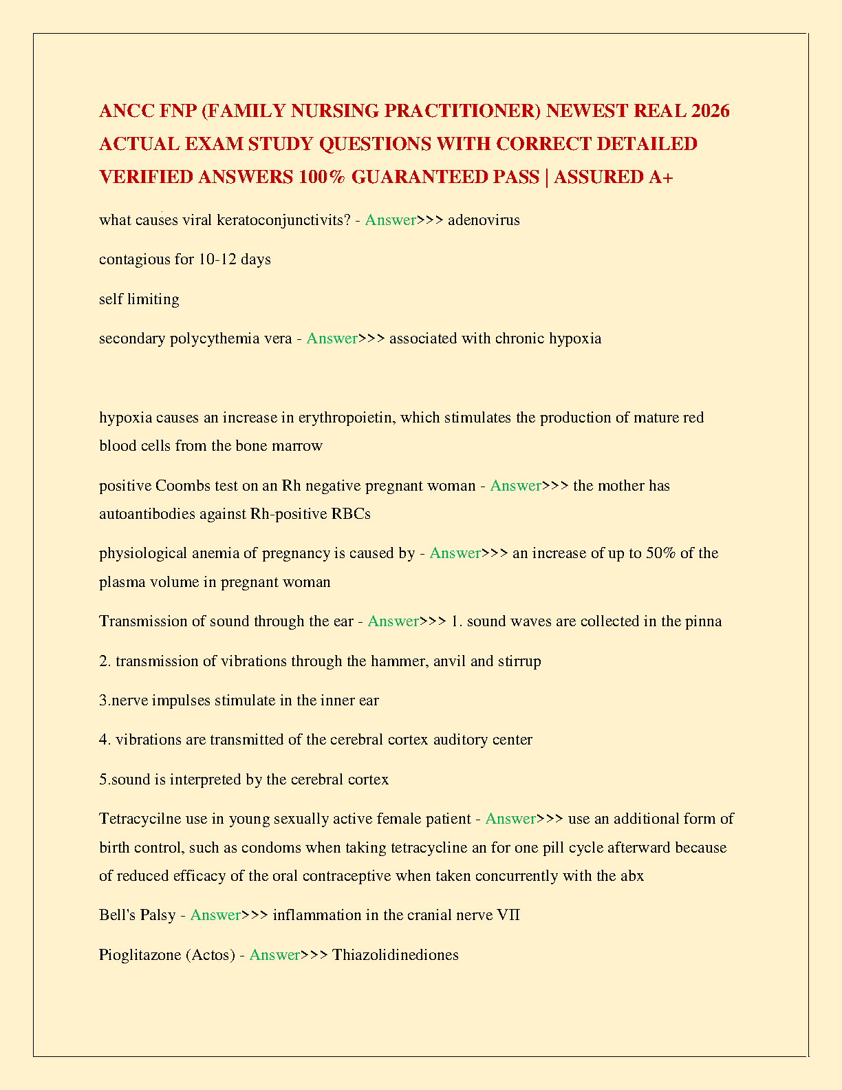 ANCC FNP Exam Prep 2026/27: Questions and Verified Answers