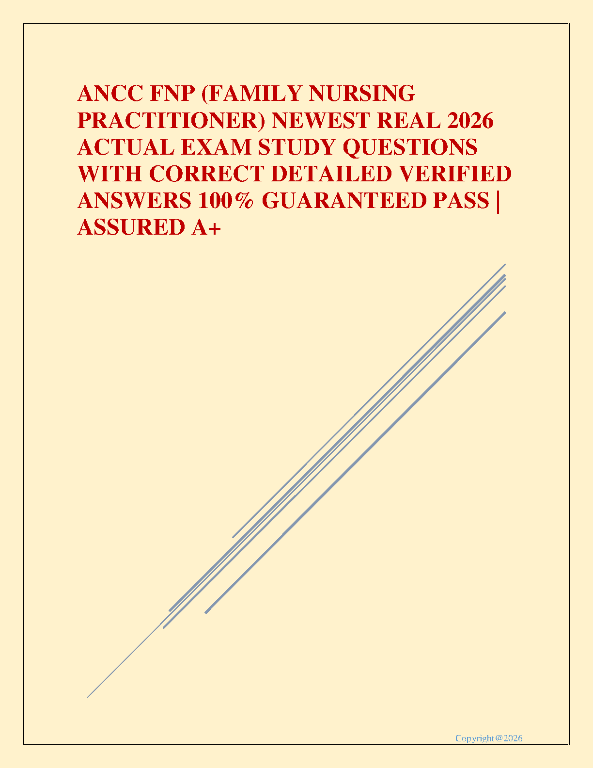 ANCC FNP Exam Prep 2026/27: Questions and Verified Answers