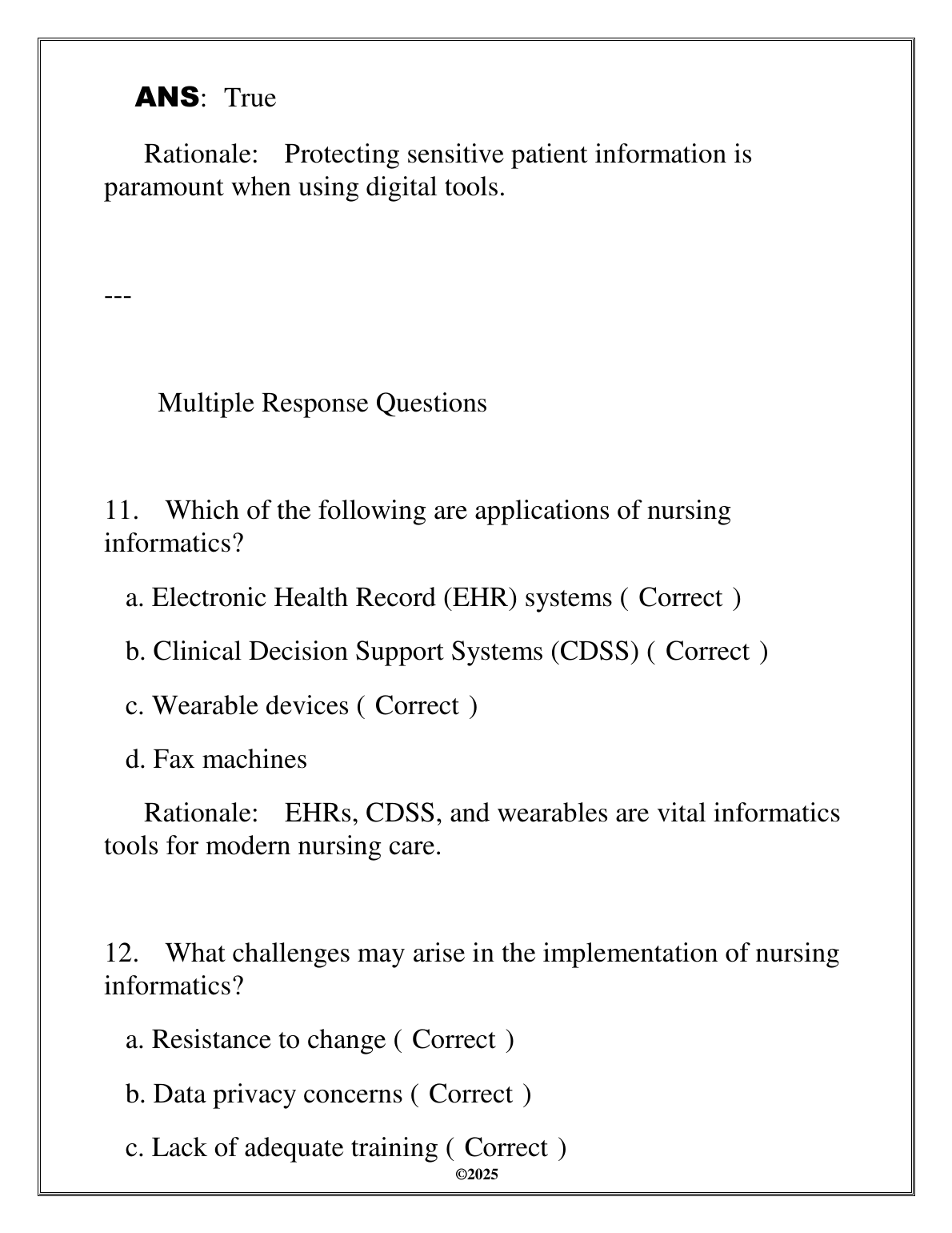 NURS 5206 Informatics Exam Q&A Review 2025 WGU