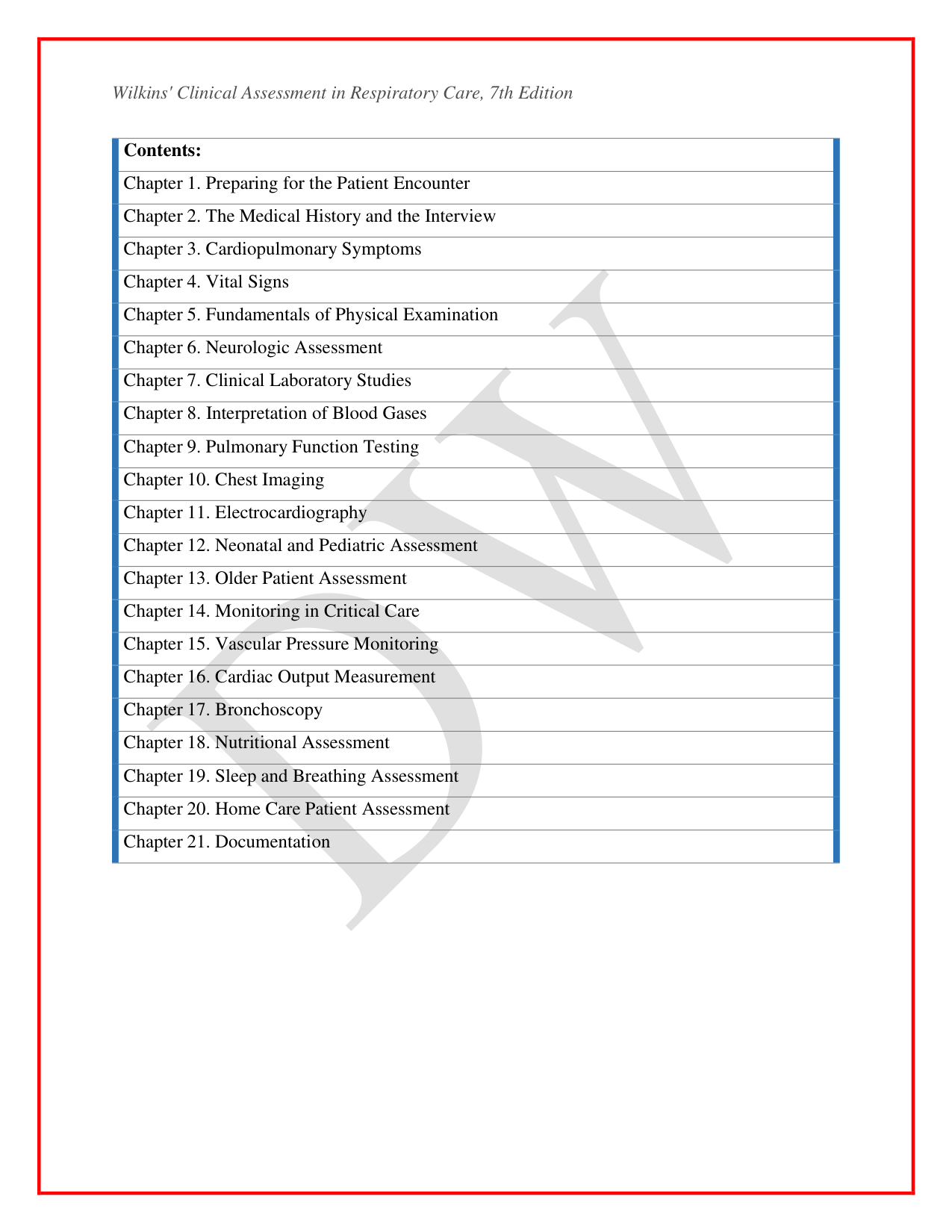 Wilkins' Clinical Assessment in Respiratory Care 7th Edition