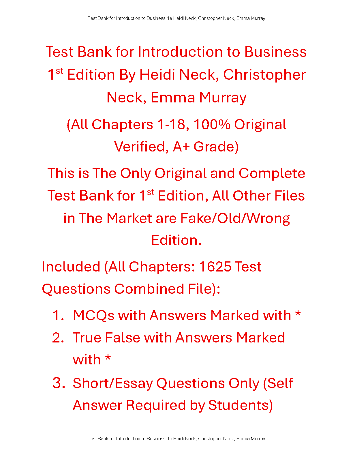 Introduction to Business Test Bank 1st Edition 18 Chapters IMG-1