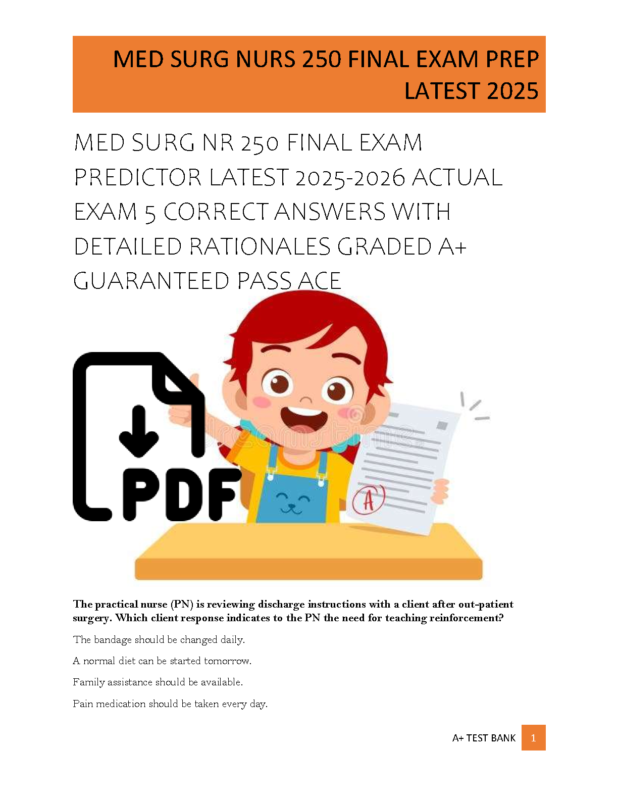 Lewis Med Surg Nursing Test Bank 12e NR 250 2026/27 IMG-1