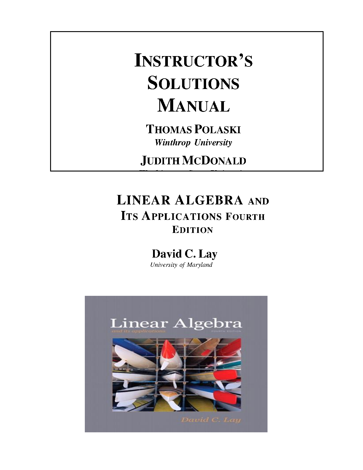 Linear Algebra and Its Applications 4th Edition Instructor M