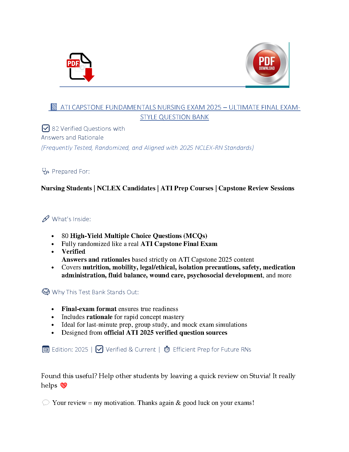 ATI Fundamentals Nursing Test Bank 2026: MCQs & Answers IMG-1