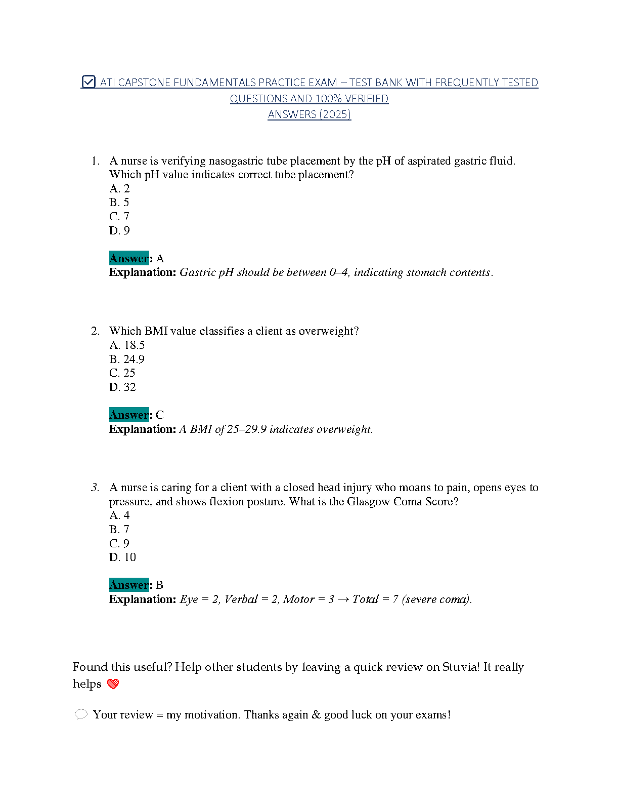 ATI Fundamentals Nursing Test Bank 2026: MCQs & Answers