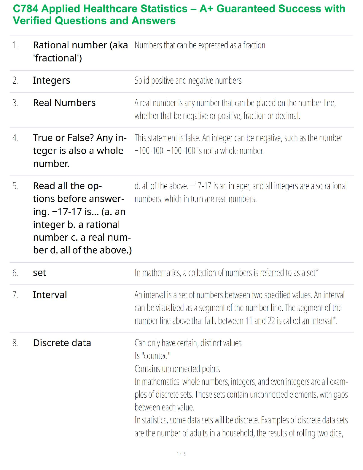 WGU C784 Applied Healthcare Statistics Exam Questions & Answers 2025