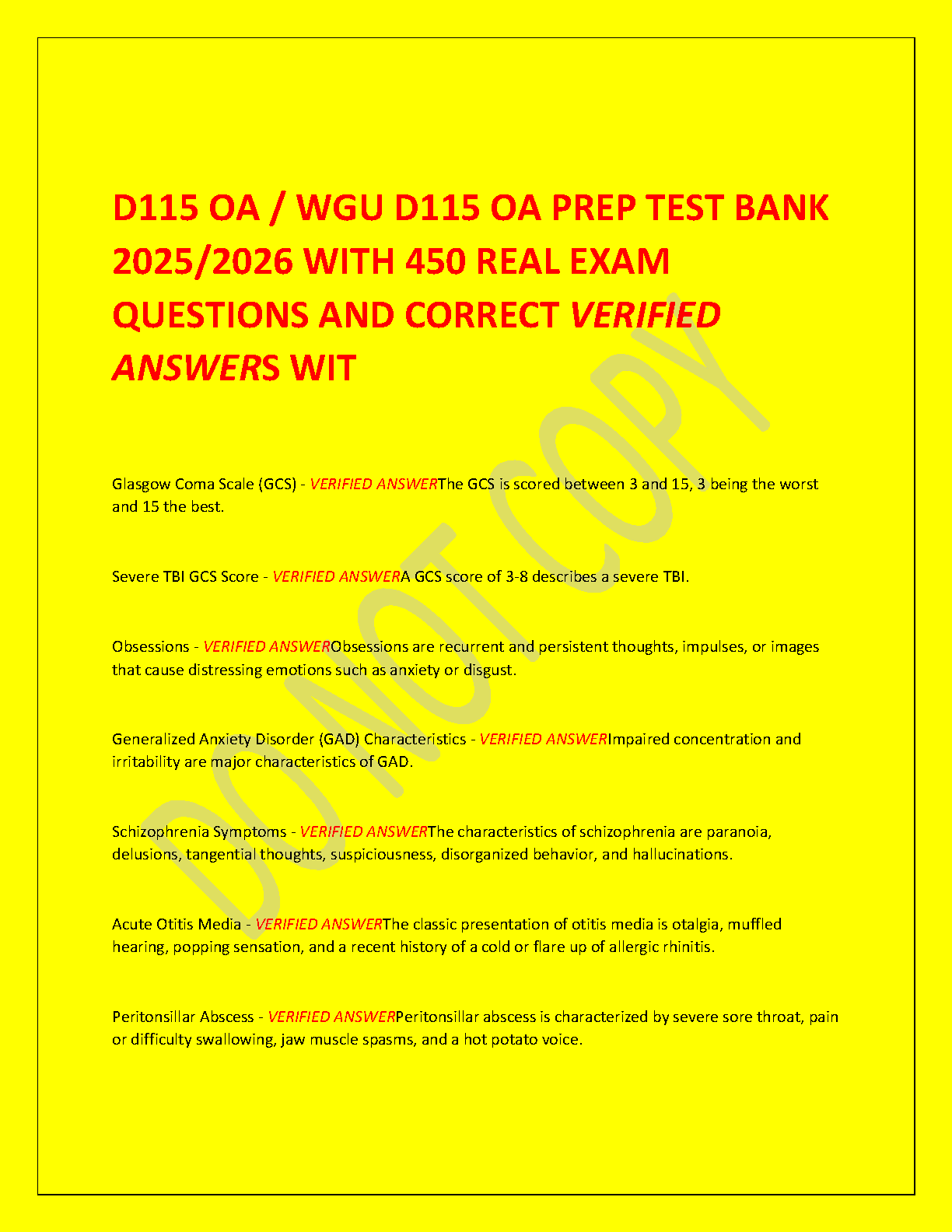 WGU D115 OA Test Bank 2025: 450+ Questions & Answers IMG-1