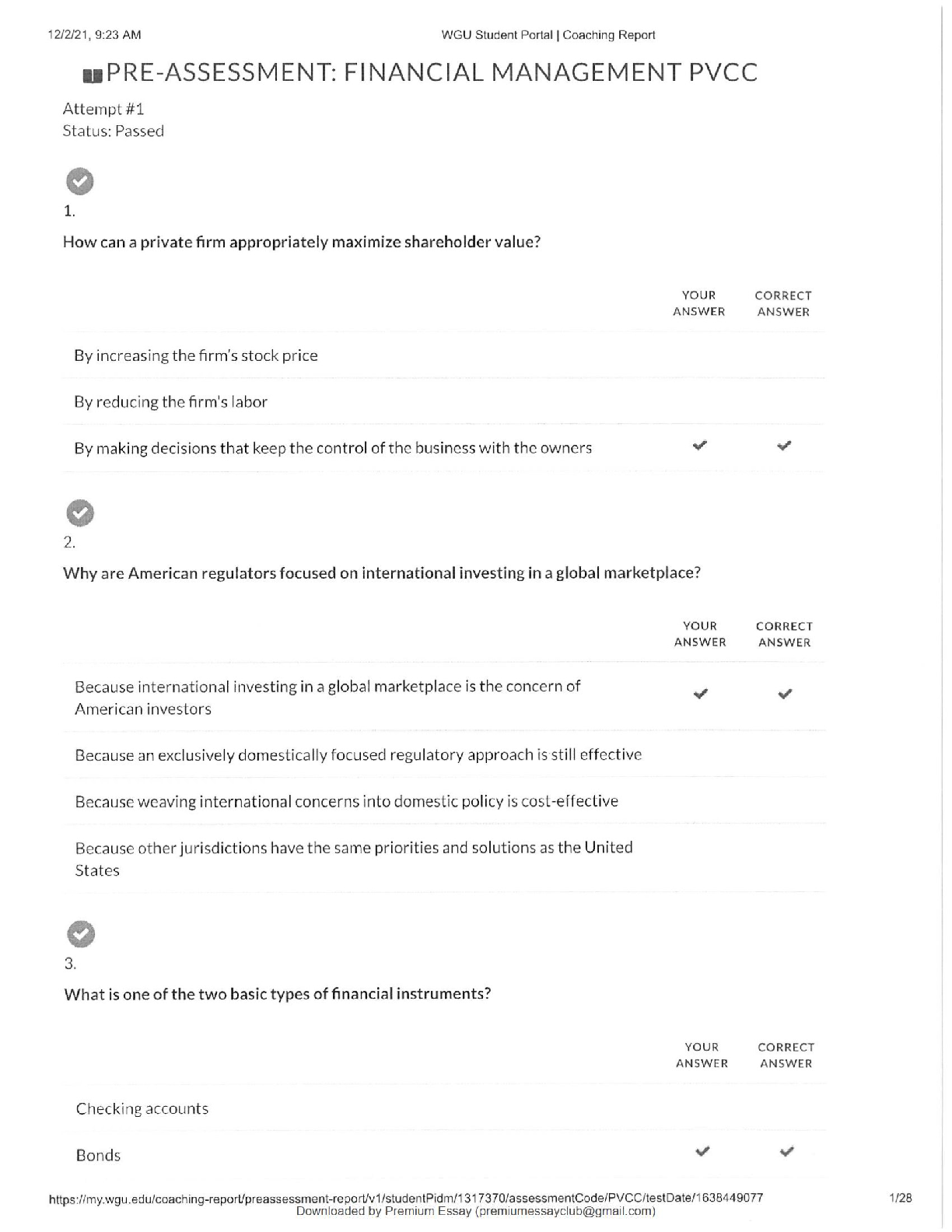 WGU Fin Mgmt PVCC Pre-Assessment Practice MCQs IMG-1