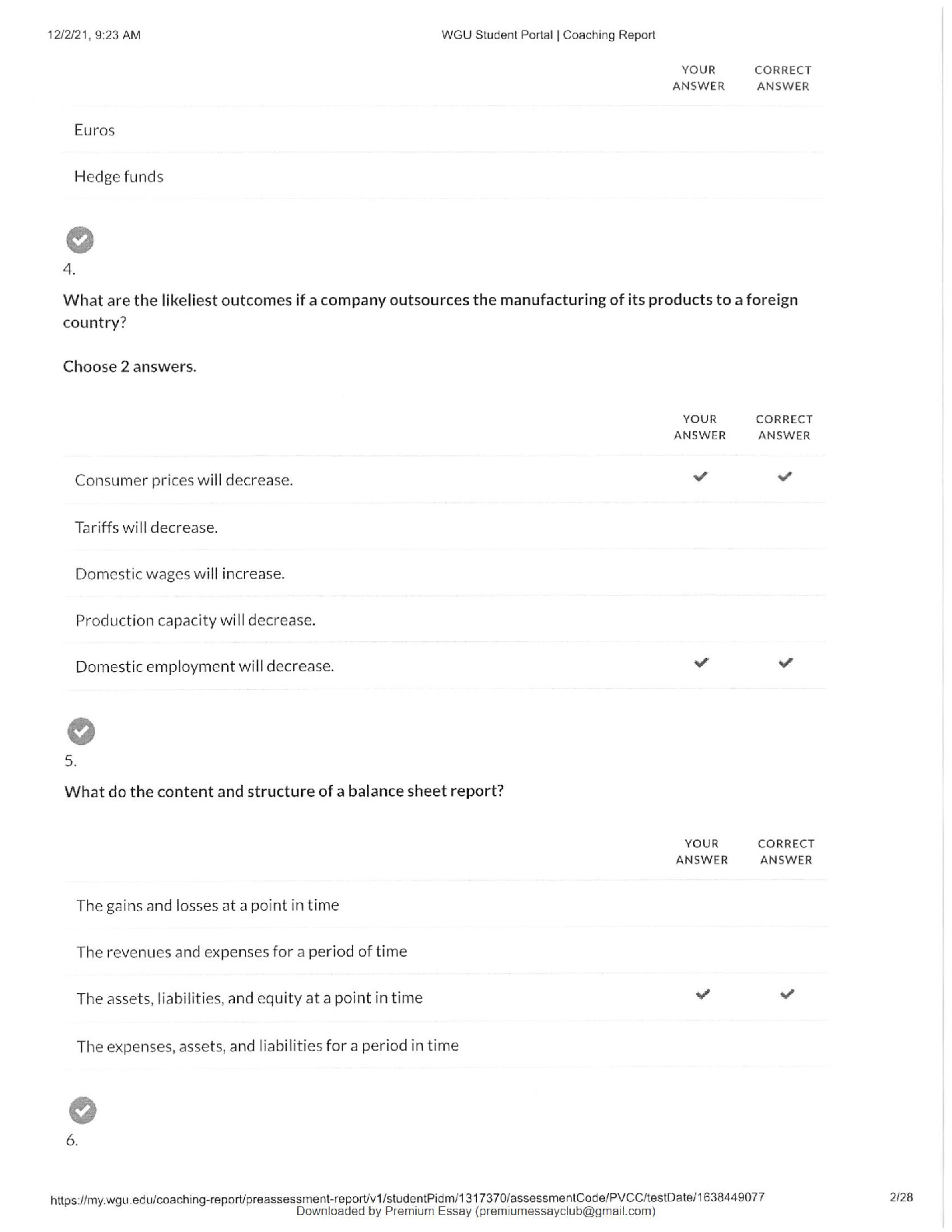 WGU Fin Mgmt PVCC Pre-Assessment Practice MCQs