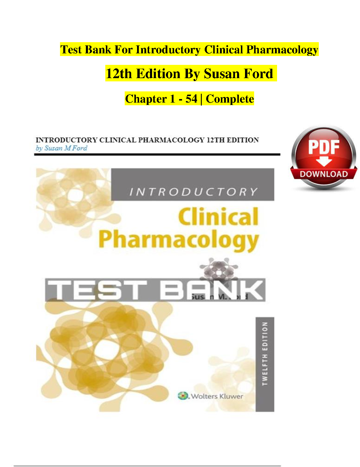 Introductory Clinical Pharmacology 12th Edition TEST BANK IMG-1
