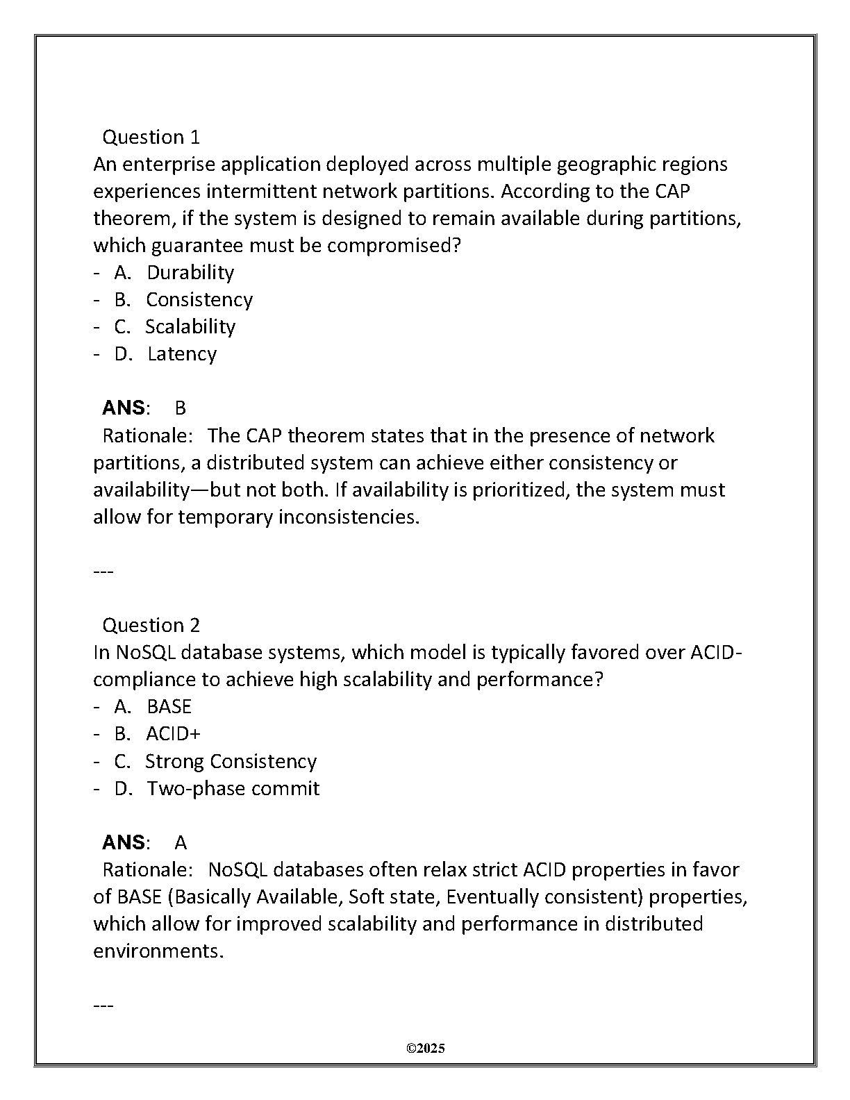 WGU D326 Advanced Data Management Study Guide 2025 Questions and Answers