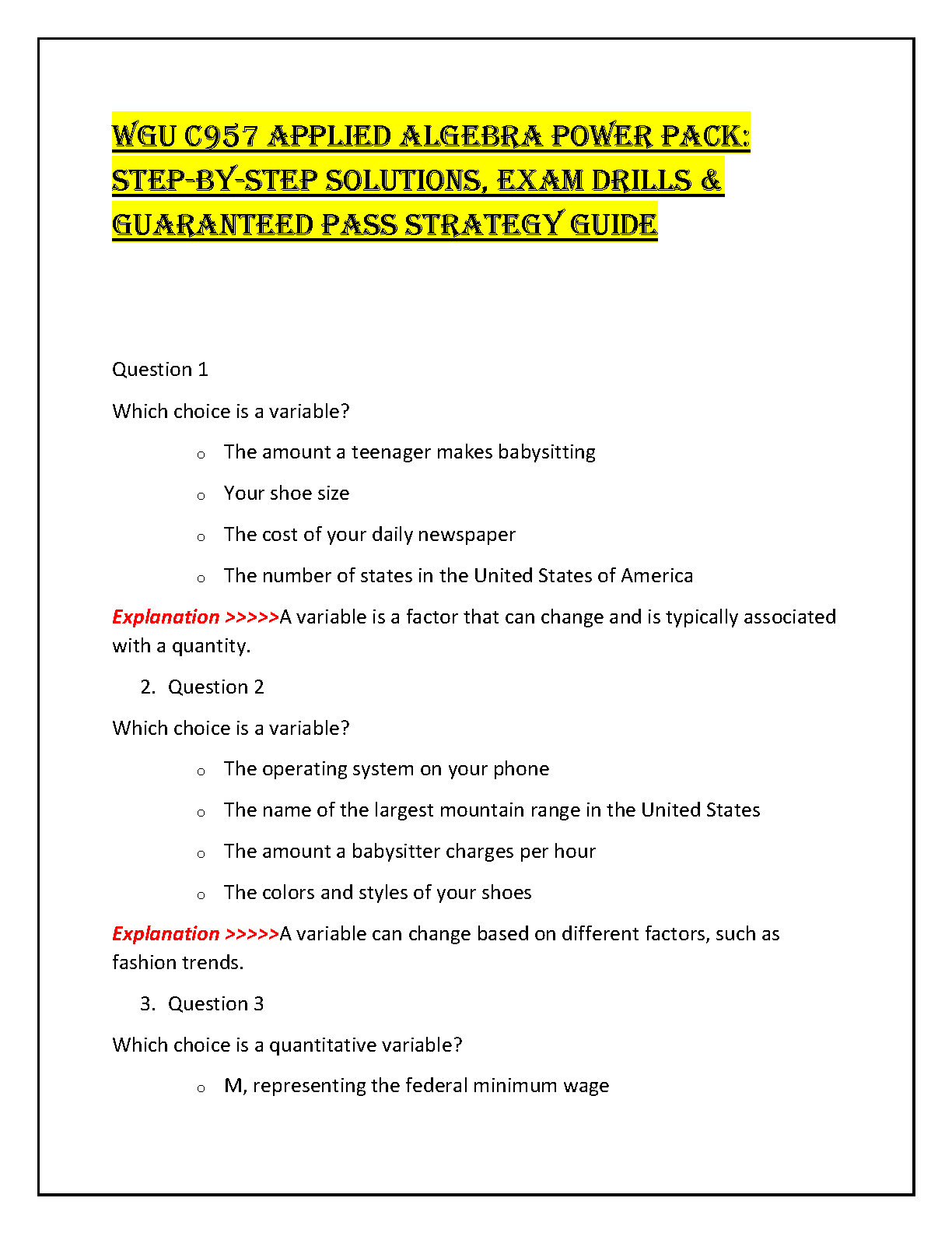 WGU C957 Applied Algebra Test Bank 2024 IMG-1