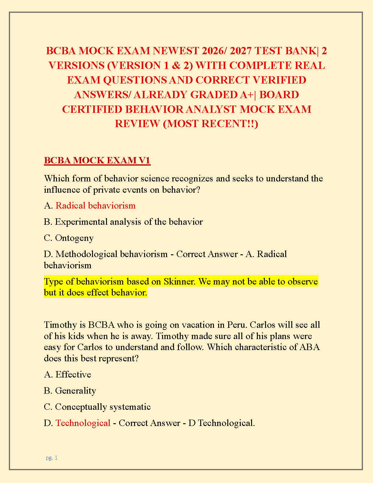 BCBA Mock Exam Test Bank 2026/27: Verified Questions & ABA Study Guide