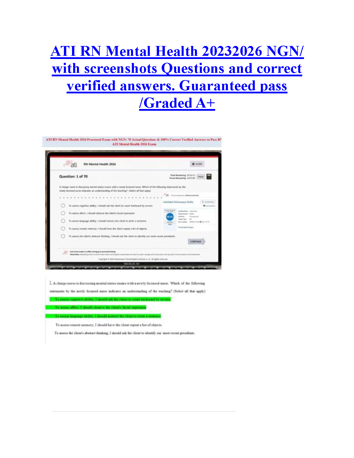 ATI RN Mental Health NGN Test Bank 2026-2027 IMG-1