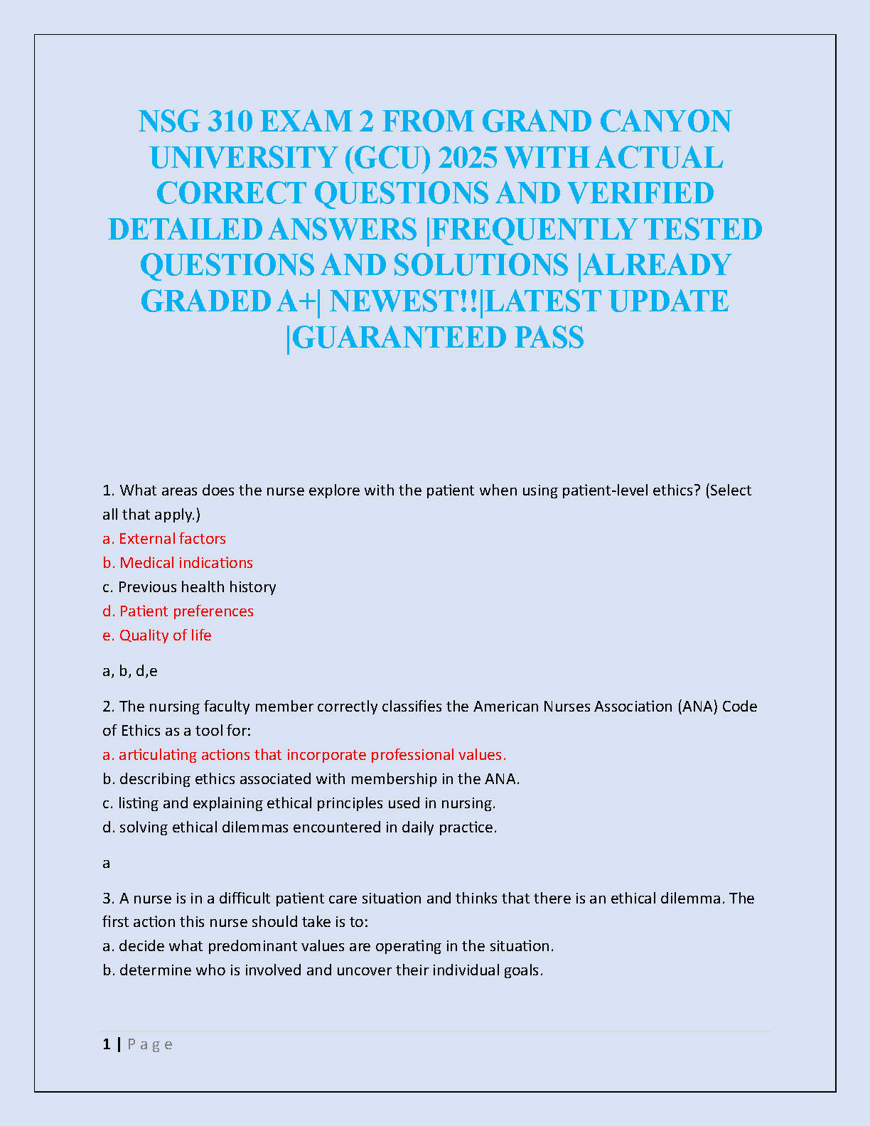 NSG 310 Exam 2 GCU Test Bank 2025/2026 Questions & Answers IMG-1
