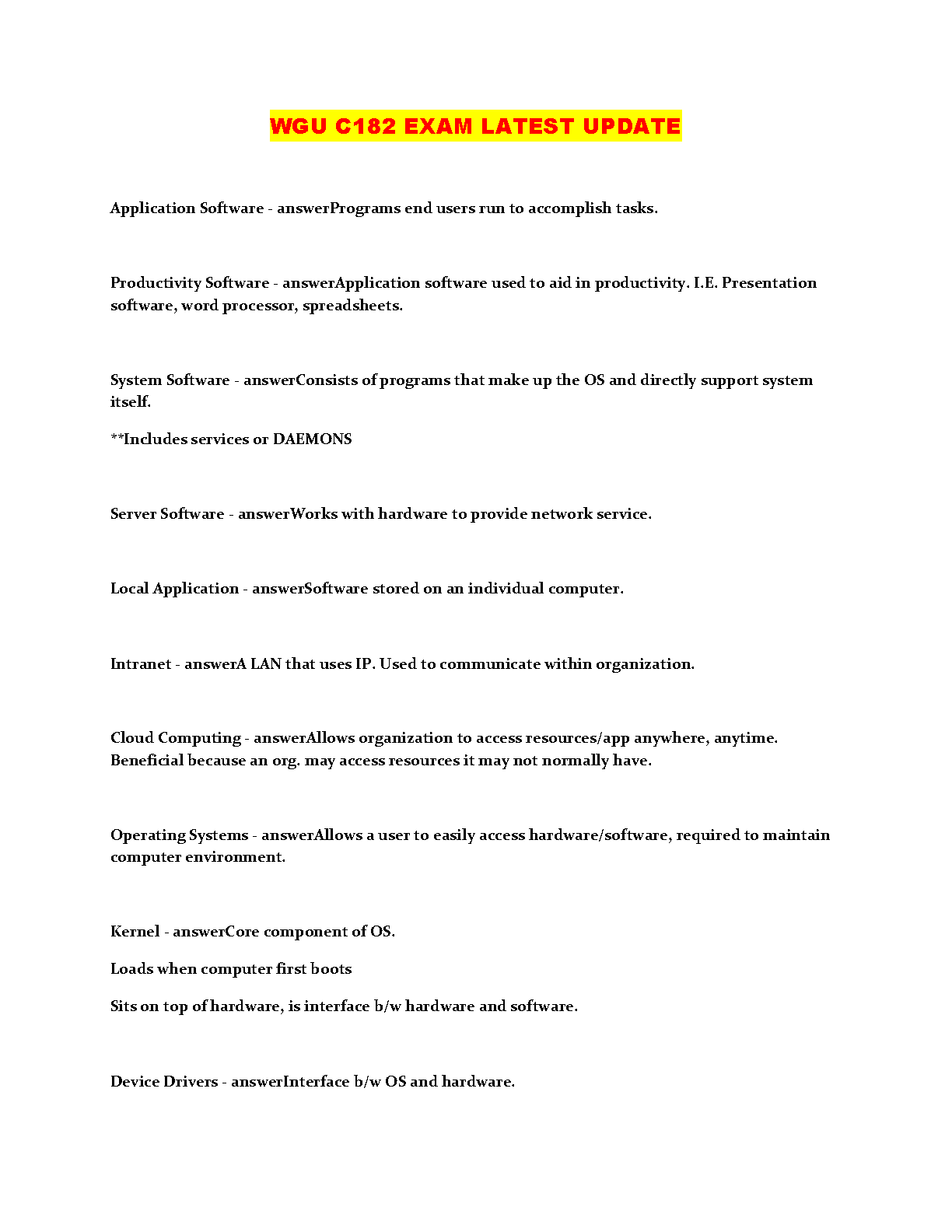 WGU C182 Study Guide - Pass Your IT Systems Exam in 2025
