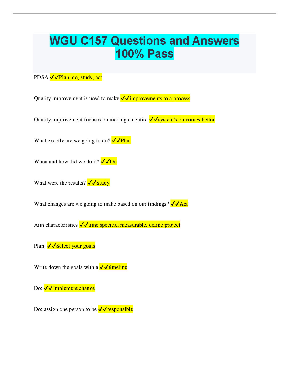 WGU C157 Nursing Quality and Safety Exam 2025 Solutions IMG-1