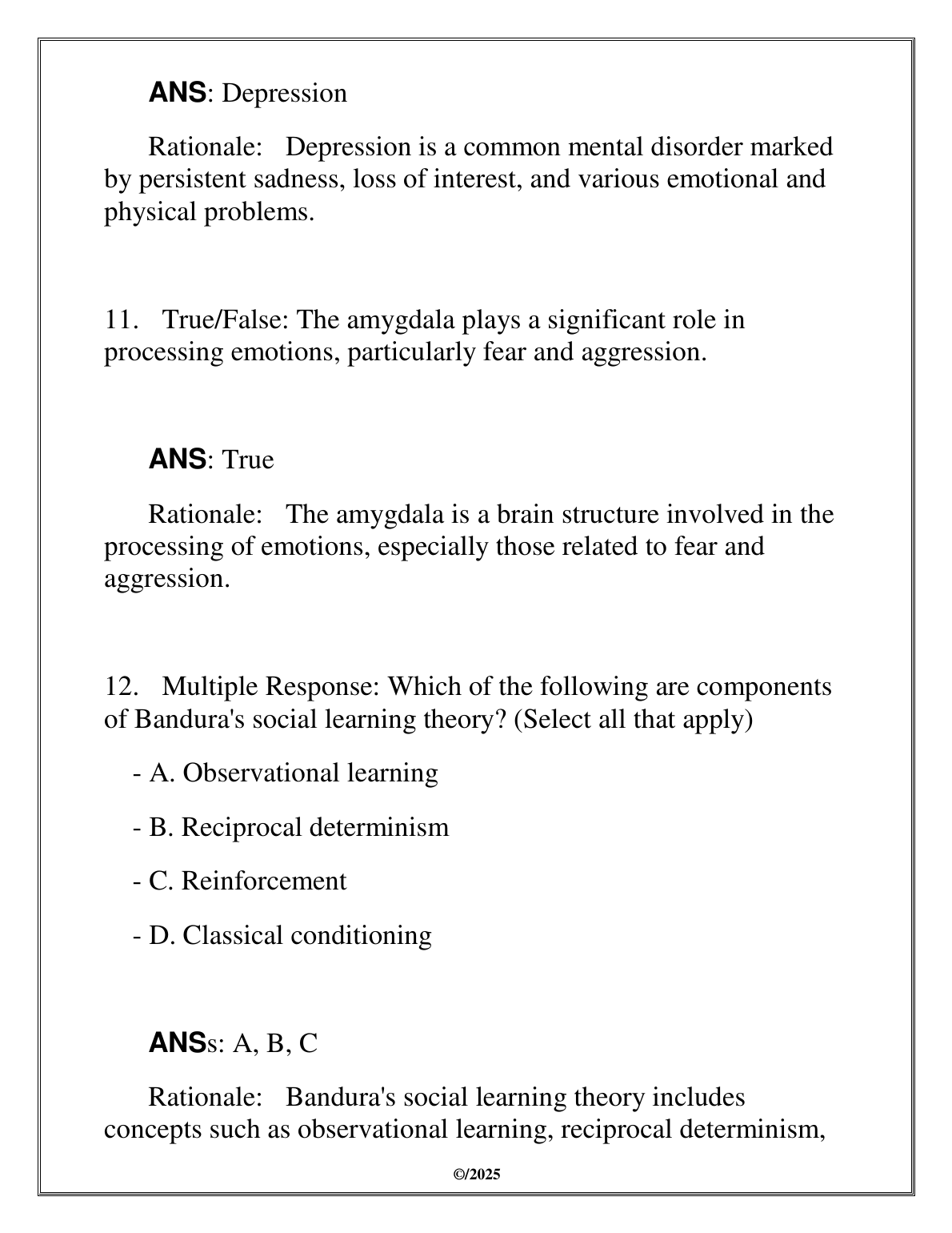 WGU C180 Psych 1010 Test Bank 2025 Answers & Rationales IMG-3