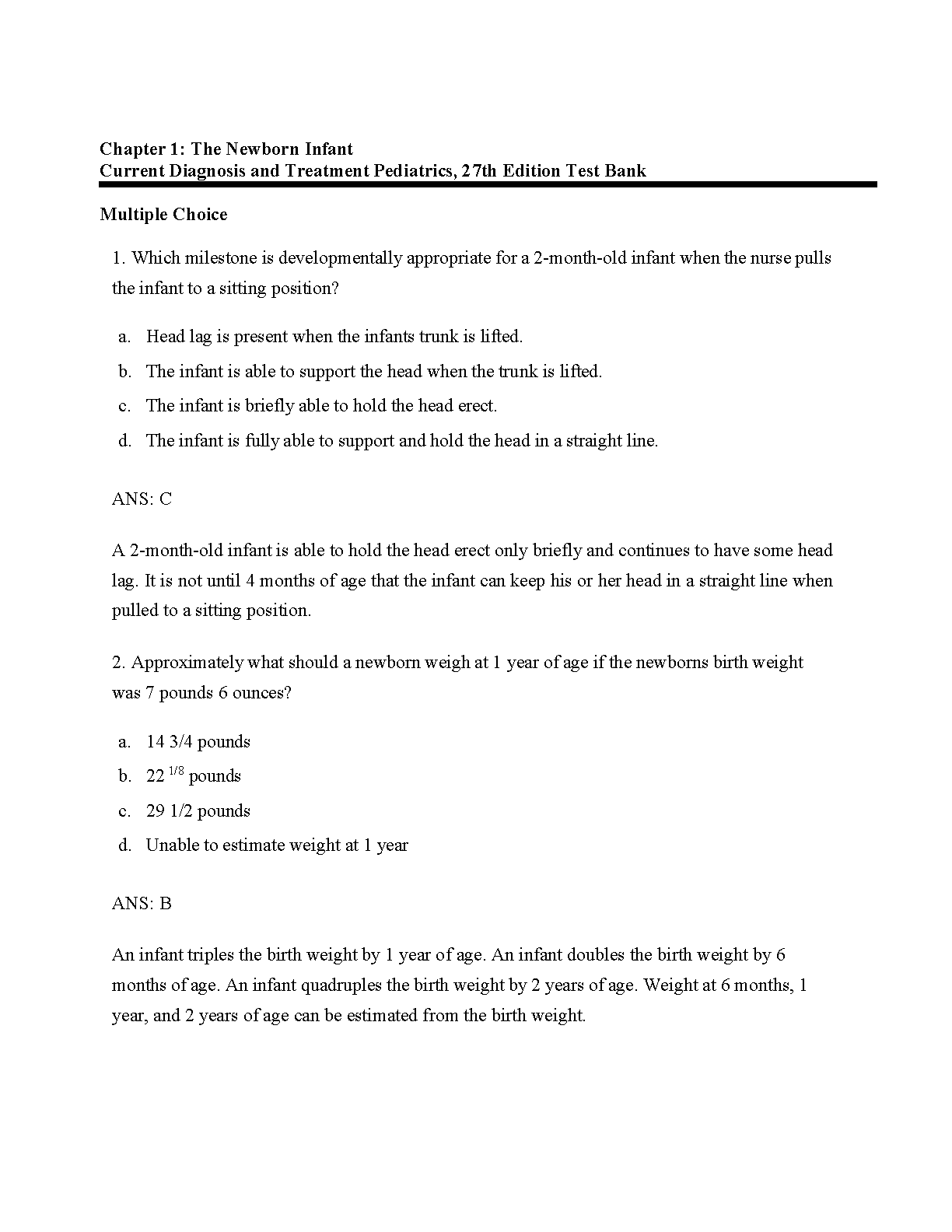 Pediatrics Test Bank 2026/2027 Current Dx Rx 27e IMG-3