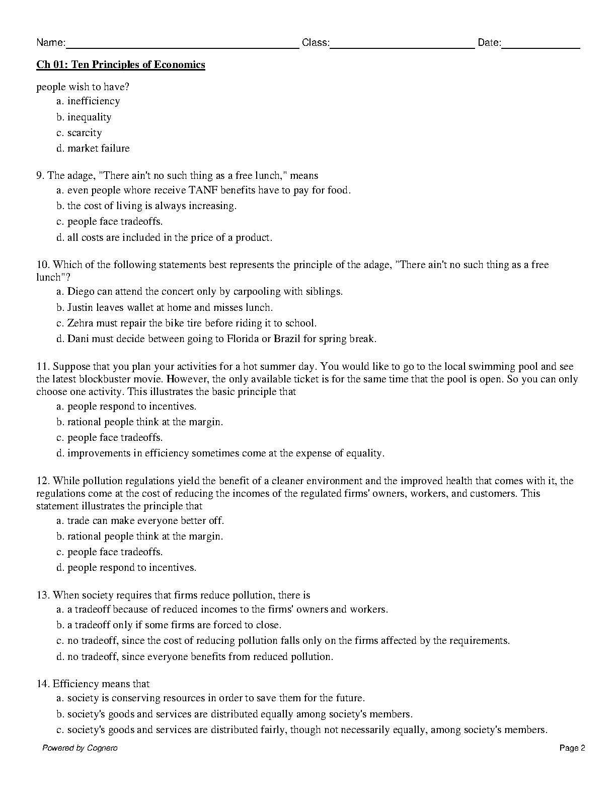 Economics Ch 1 Test Bank Ten Principles of Economics Solutions 2026