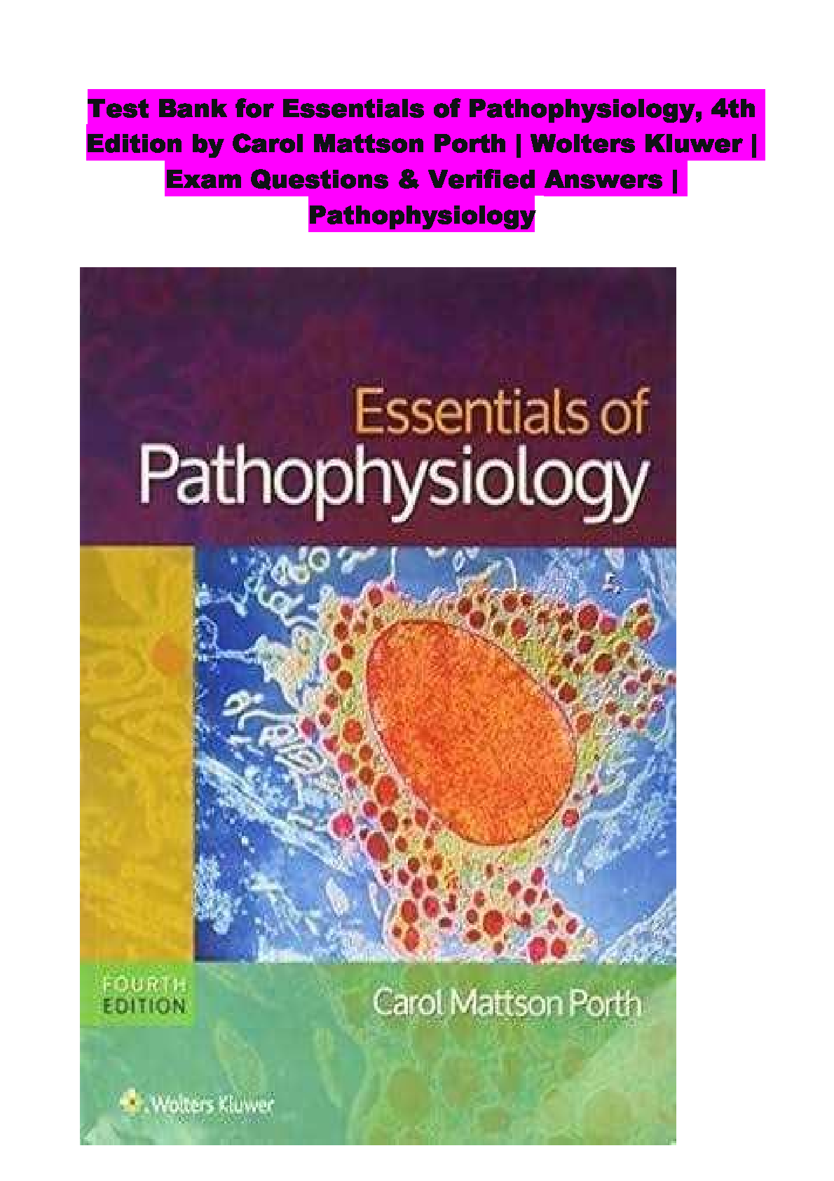 Pathophysiology Test Bank 2026/27 Porth 4e Verified Answers IMG-1