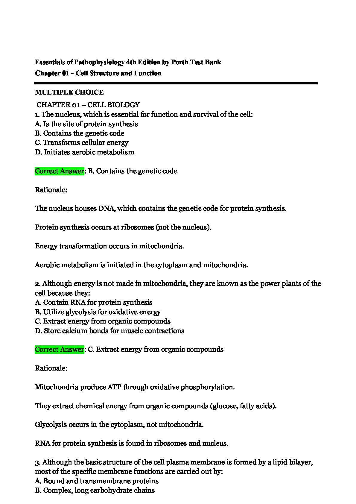 Pathophysiology Test Bank 2026/27 Porth 4e Verified Answers