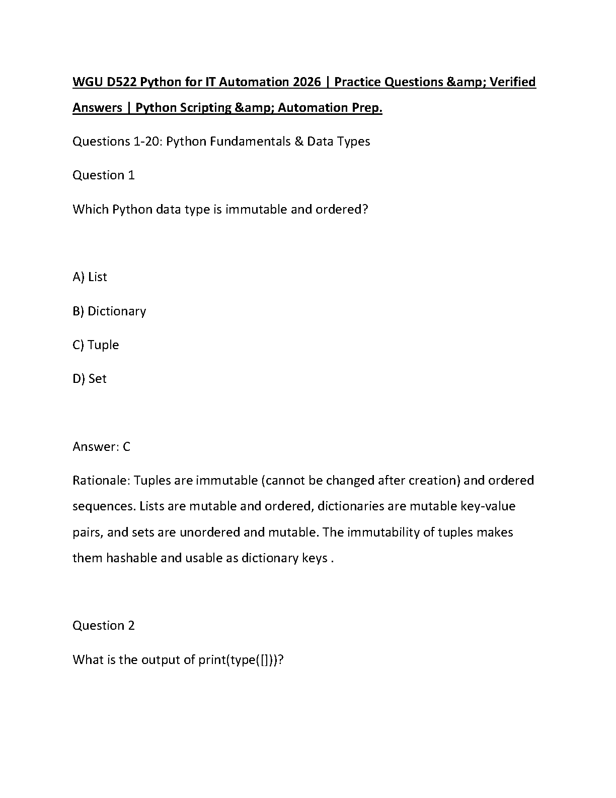 WGU D522 Python IT Automation Test Bank 2026 Verified Answers IMG-1