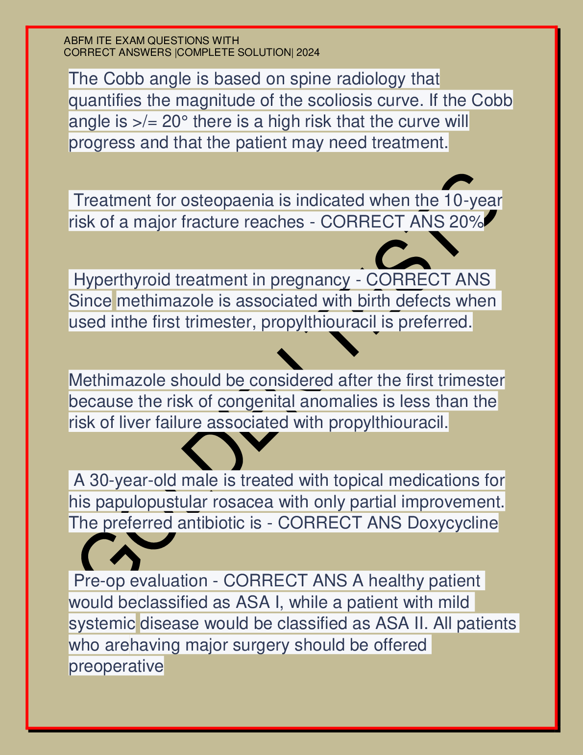 ABFM ITE Test Bank 2026/27 - Family Medicine Study Guide