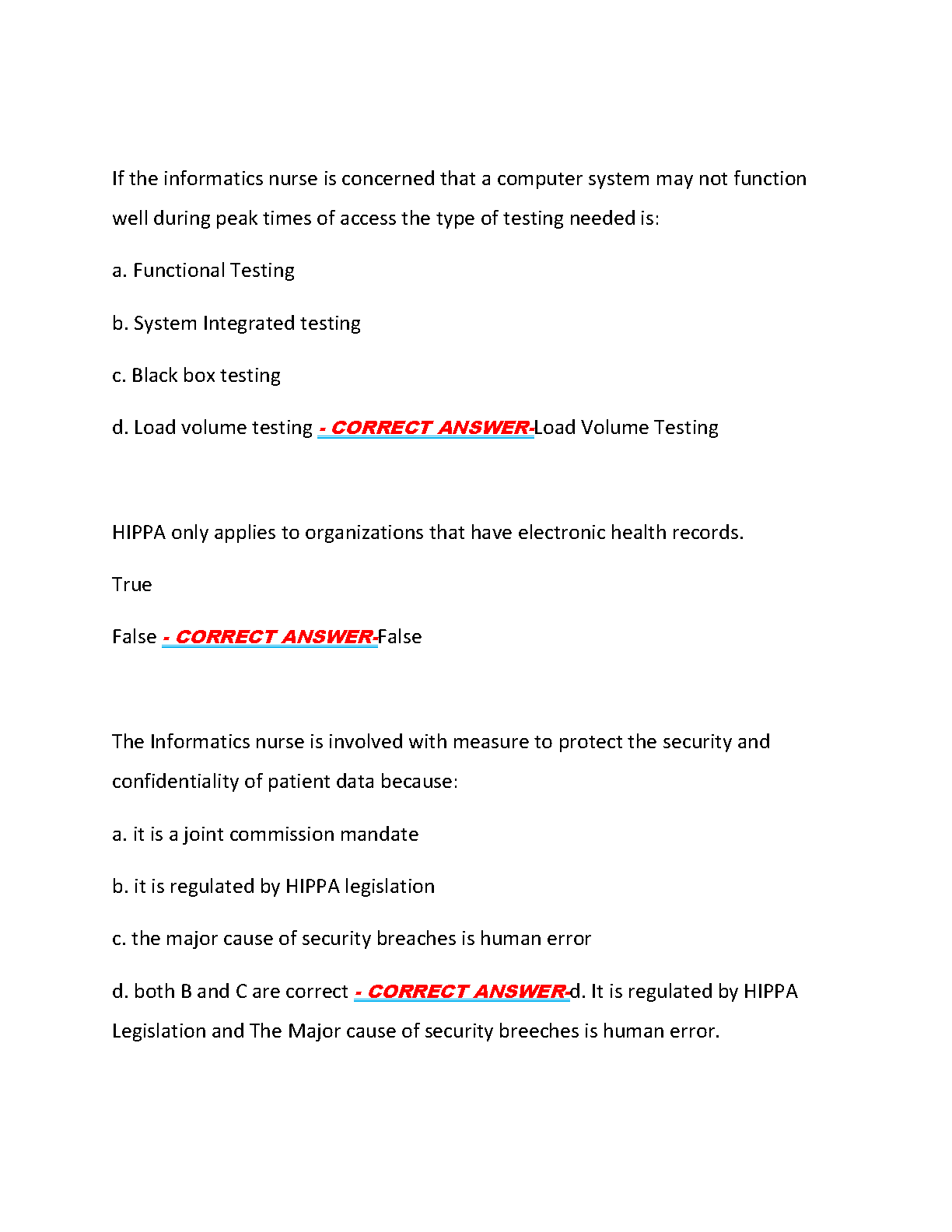 ANCC Nursing Informatics Test Bank 2026