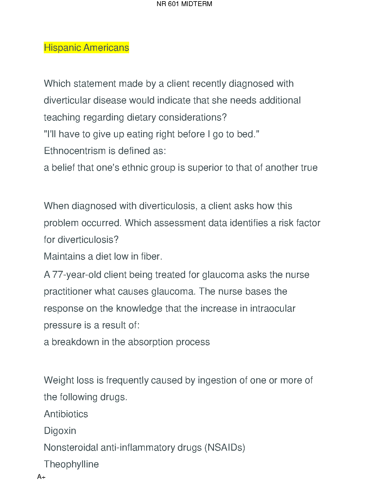 NR 601 Midterm Exam Answers Chamberlain Nursing 2023 IMG-3